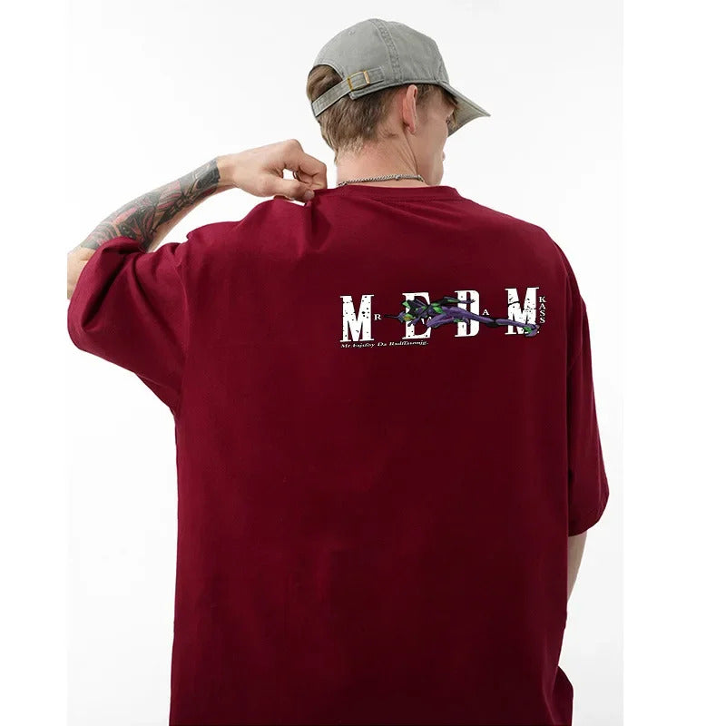 T恤男MEDM KASSTrendy Loose-Fit Cotton T-Shirt Short Sleeves Casual Streetwear For Men And Women Pure Cotton Crew Neck Summer