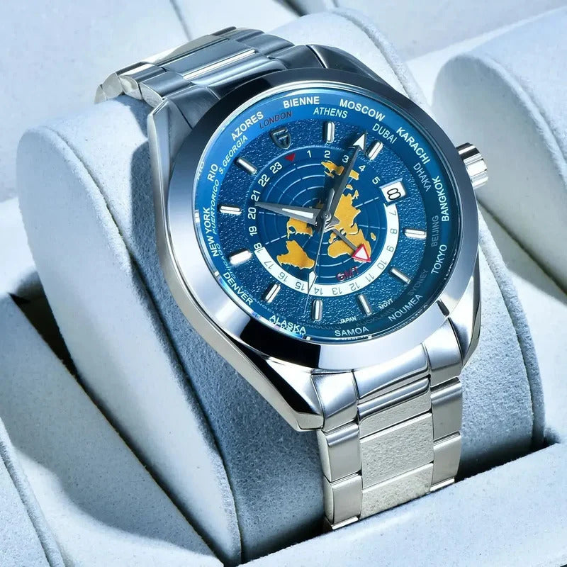手表男手表男Pagani Design Men's Multifunctional Mechanical Watch GMT Dual Time Zone Luminous Waterproof Wristwatch 1788 Business Style