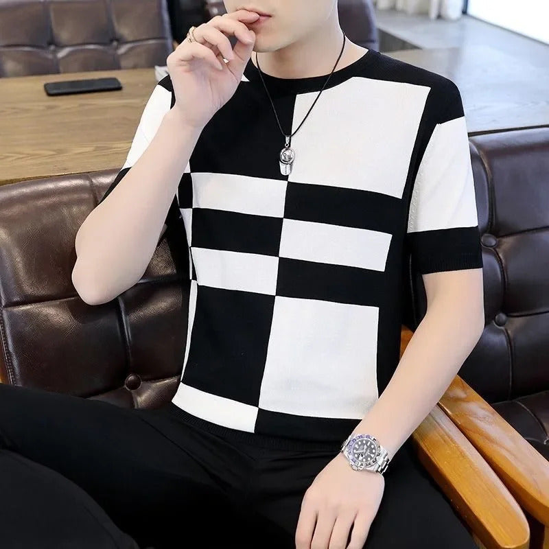 T恤男2024 Summer Thin Breathable Ice Sensation Short Sleeve T-Shirt For Men New Style Casual Versatile T-Shirt For Youth