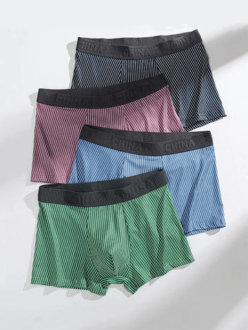 内衣男4PCS personalized trend men's underwear Striped everyday men's boxers