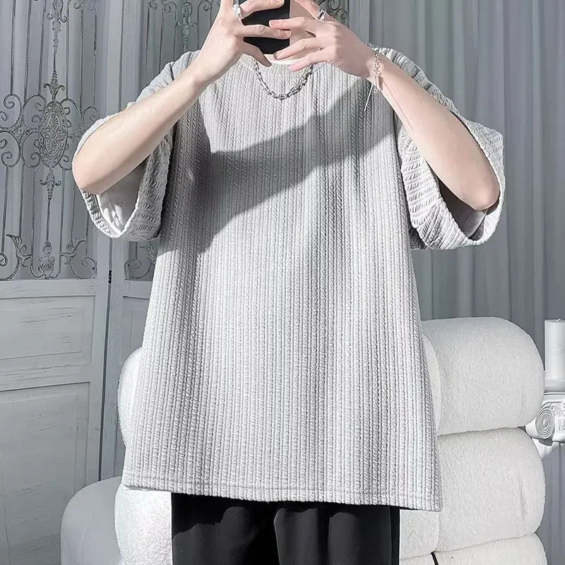 T恤男2023 Summer Quick Dry Ice Silk Men's T-Shirt Short Sleeves Casual Loose-Fit Sports Cooling Body T-Shirt Trendy Brand Trendy Top