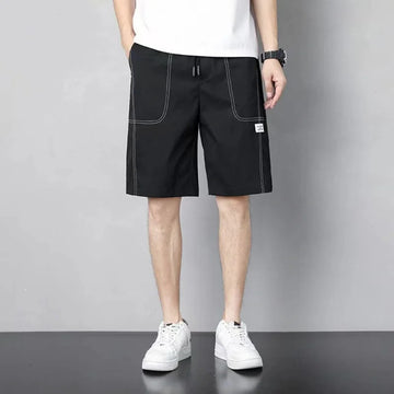 短裤男Summer Running Shorts Men Casual Black Gym Fitness Shorts Casual Elastic Waist Thin Loose Straight Quick Dry Shorts Pants