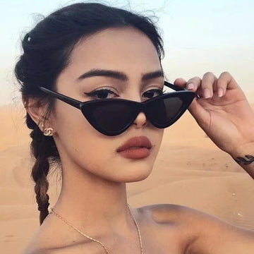 眼镜女2023 Vintage Triangle Cat Eye Women Sunglasses Personality PC Frame Resin Lens Travel Eyewear Girls Cute Small Frame Goggles