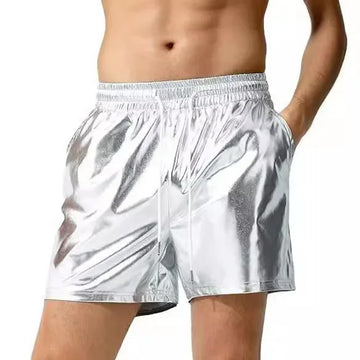 短裤男Casual Men's Shorts European and American Style Bright Surface Leather Crossbody Shorts Beach Casual Shorts Loose Fit Spring Sea