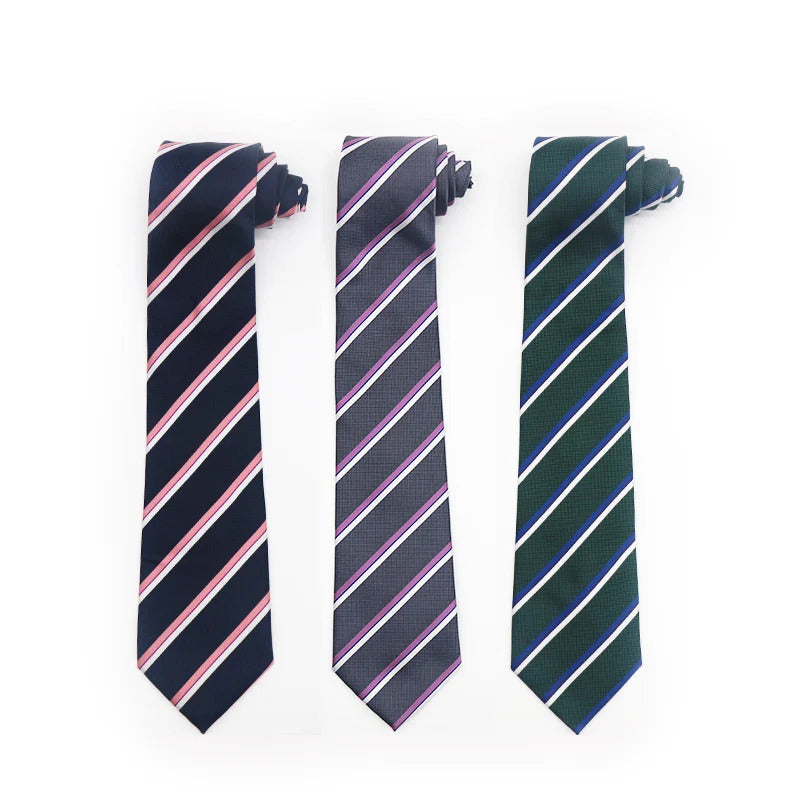 领带男Fashion Tie For Men Business Meeting Weeding Cravate Green Necktie Blue Striped Ties Man Business Gravatas 8cm Gifts For Men