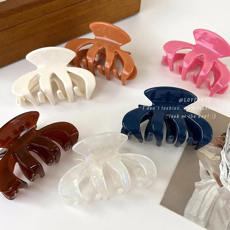 发饰UXSL Elegant Pumpkin Oval Hair Claw For Women Long Thick Hair Holder Claw Bright Light Hair Clip Lady Hair Updo Hair Accessories