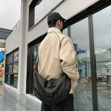 包包男2023 New nylon large-capacity bag, cross-body bag for campus students, jiaozi bag, casual shoulder bag and shoulder ba