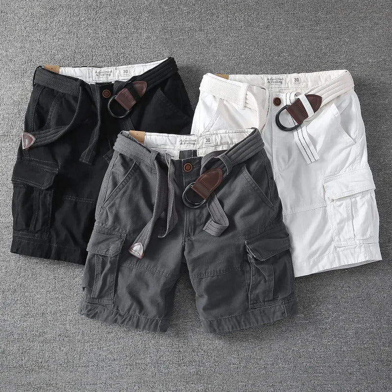 短裤男Retro Men's Outdoor Loose Multi-Pocket Sports Shorts Straight Leg Five-Quarter Workwear Summer Casual Shorts AE Stock