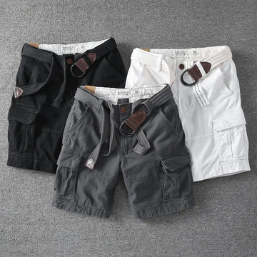 短裤男Retro Men's Outdoor Loose Multi-Pocket Sports Shorts Straight Leg Five-Quarter Workwear Summer Casual Shorts AE Stock