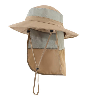 防晒帽男Connectyle Boys Outdoor UPF50+ Kids Sun Bucket Hat Wide Brim Fishing Hat With Neck Flap Breathable Adjustable Sun Protection Hat