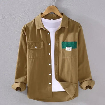 衬衫男Spring Autumn Fashion Turn-down Collar Long Sleeve Blouse Man Patchwork Button Men's Clothing Contrast Color Korean Loose Shirts