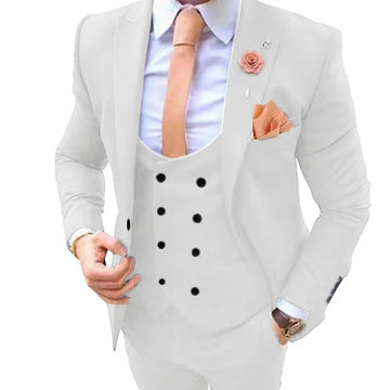礼服男Formal Men's Classic Suits Tuxedos 3 Pieces Blazer Vest And Pants Sets Peak Lapel for Wedding Business Groomsmen High Quality