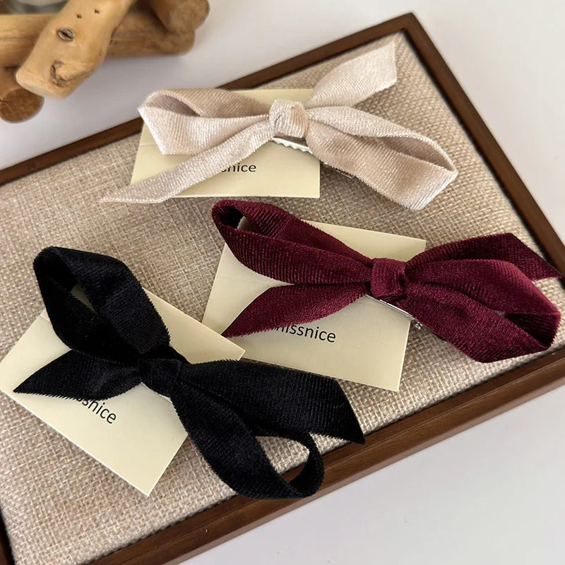 发饰Vintage Velvet Bow Hairpin Winter Hair Clips for Women Girls Elegant Exquisite Barrettes Bangs Clip Fashion Hair Accessories New