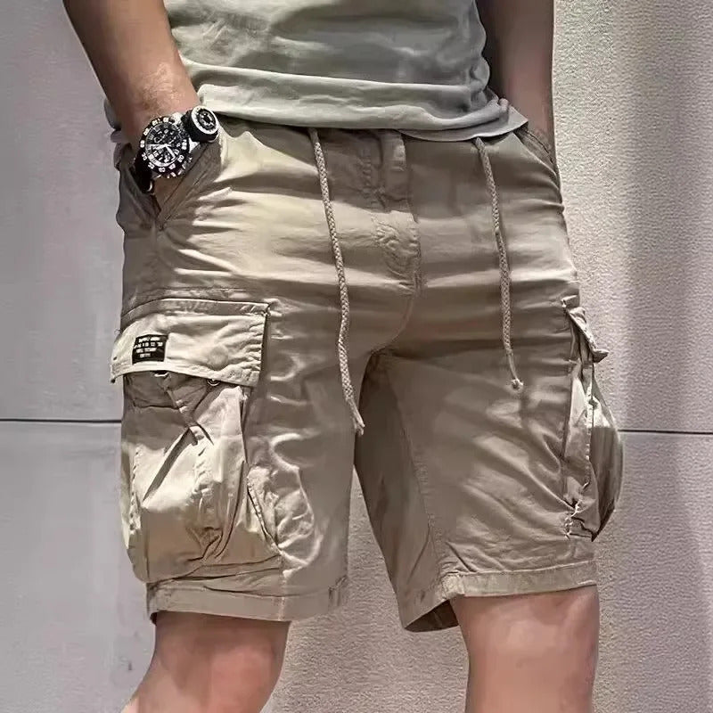 短裤男American Style Vintage Men's Khaki Work Shorts Multi-Pocketed Cotton Culottes Summer Thin Comfortable Outerwear Pants