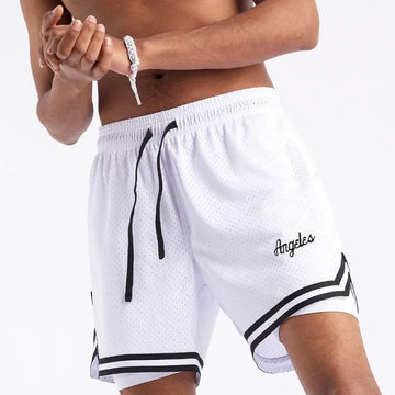 短裤男Men's Summer Fashion American Style Two-piece Illusion Basketball Shorts Training Sweatpants Fitness Equipment