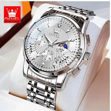 手表男Men's Business Casual Watch Mechanical Wristwatch Elegant Design Three-eye Calendar Non-mechanical Luxury Timepiece