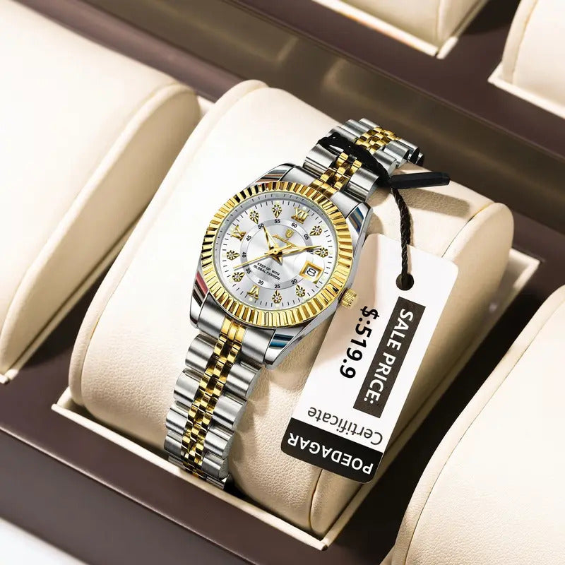 手表女POEDAGAR Luxury Elegant Watch for Women Waterproof Luminous Date Ladies Watch Stainless Steel Quartz Women's Watches Girl Reloj