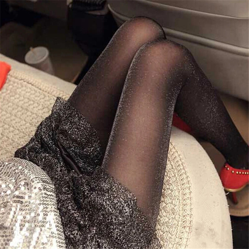 丝袜New Shiny student girl Pantyhose The silver wire shines brightly Stockings Womens Glossy Glitter female medias sexys Club Tights