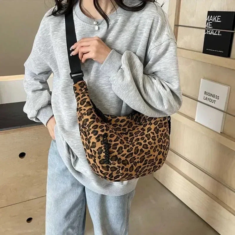 包包Leopard Print Crossbody Bags for Women Corduroy Casual Shoulder Tote Bags Ladies Sac A Main Femme Designer Luxury Handbags 2024