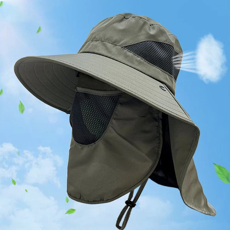 防晒帽男Summer Sun Hats UV Protection Outdoor Hunting Fishing Cap for Men Women Hiking Camping Visor Bucket Hat Neck Flap Fisherman Hat
