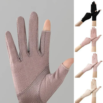 防晒手套女UV Protection Ice Outdoor Spring Summer Thin Gloves Women Touch Screen Gloves Anti-UV Breathable Non Slip Riding Driving Gloves