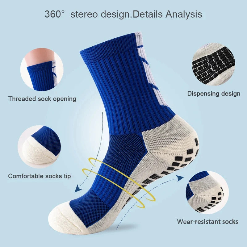 5 Pairs/Lot 2023 New Socks men ANTI SLIP Football Socks Mid Calf Non-Slip Soccer Sport Cycling Sports Mens Sock EU38-45男士袜子