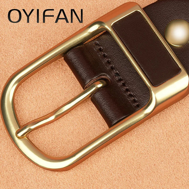 腰带OYIFAN High quality belt for men 3.8cm pin buckle belt Men's Leather Belt Jeans Waistband Brown Leather Belt Men