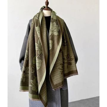 丝巾女New Winter Luxury Floral Print Cashmere Scarf for Women Shawl and Wrap Autumn Keep Warm Blanket Lady Outdoor Poncho Echarpe