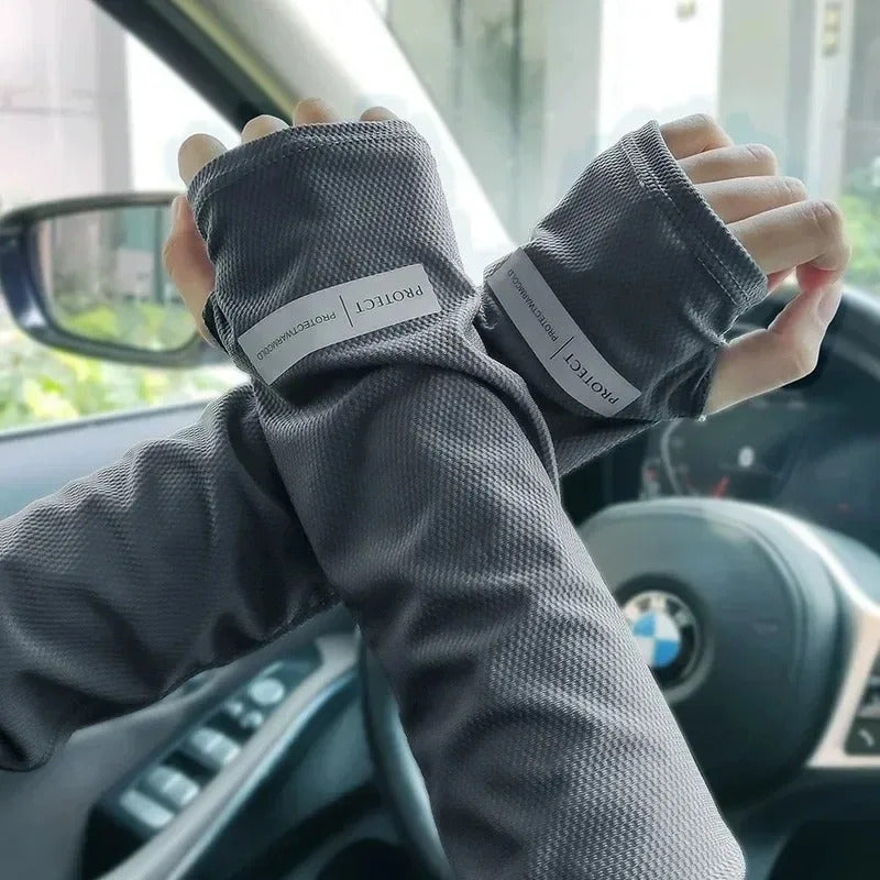 冰袖男UV Protection Ice Sleeves Men Women Summer Sun Protection Arm Sleeves Outdoor Cycling Driving Arm Sleeves Gloves Sweat Absorbent