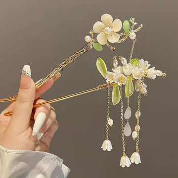 发饰Retro Chinese Style Tassel Hair Clip for Women Hair Stick Pins Flower Handmade Hairpins Charm Jewelry Accessories Hair Ornaments