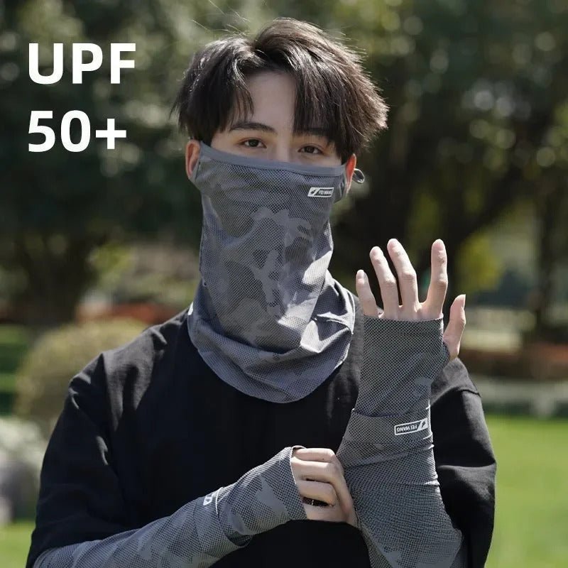 冰袖男Summer Ice Silk Sleeves for Men Women Breathable Outdoor UV Protection Cycling Driving Sleeve Arm Sun Screen Protection Sleeves