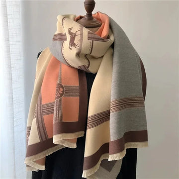 丝巾女2023 New Winter Warm Thick Cashmere Scarfs Women Luxury Design Shawls Scarves Lady Pashmina Bufanda Blanket Female Stoles Wraps