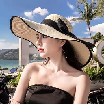 帽子女Women Hat Foldable Summer Straw Hat For Beach Travel Visors Female Face Protection UV Cut Bucket Cap Girl Sun Panama Wholesale