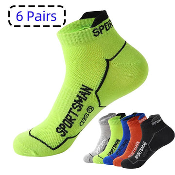 6Pairs High Quality Men Ankle Socks Breathable Cotton Sports Socks Mesh Run Athletic Summer Thin Cut Short Sokken Size 38-45男士袜子