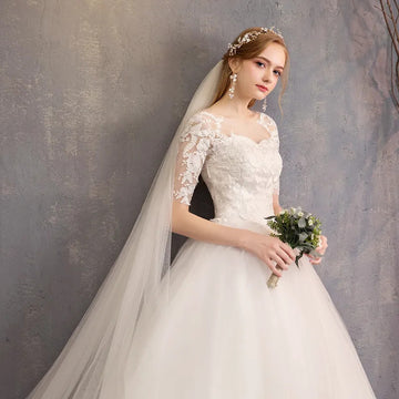 礼服女Customized Plus Size Lace Wedding Dress Simple Bride Princess Dream Wedding Dresses Ball Gown Bridal Embroidery Dresses