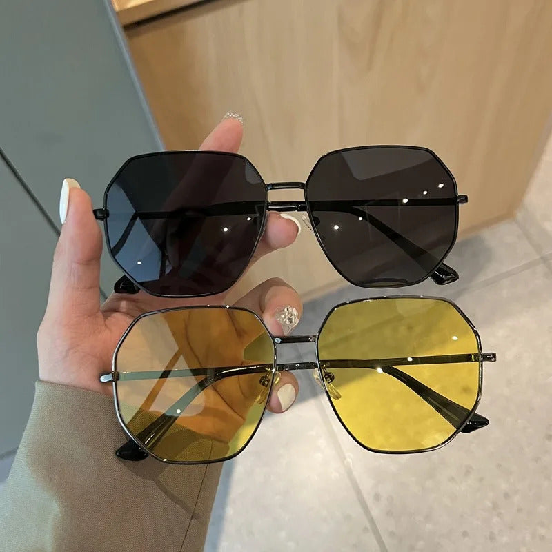 太阳镜男Metal Large Frame Square Sunglasses Women's Photochromic Fashion Sun Glasses Men's Polarized Driving Eyewear UV400 Oculos De Sol