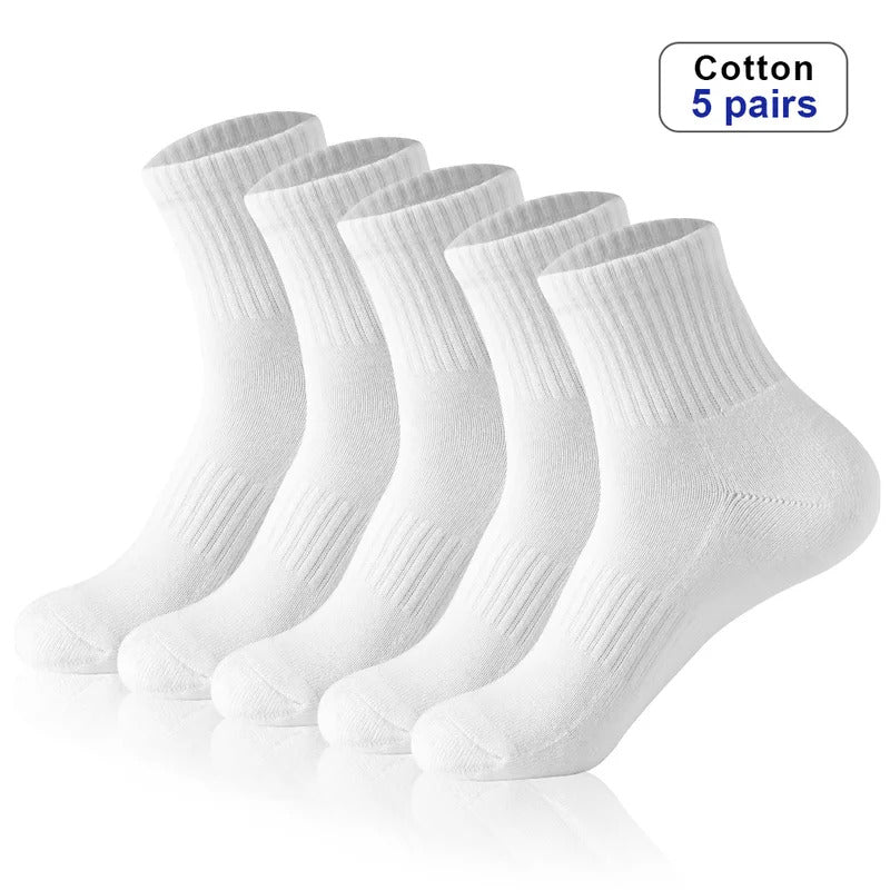 5 Pairs High Quality Black Men Socks Deodorant solid Men Tube Socks Run Sports Socks Autumn Winter Spring Summer Plus Size 38-46男士袜子