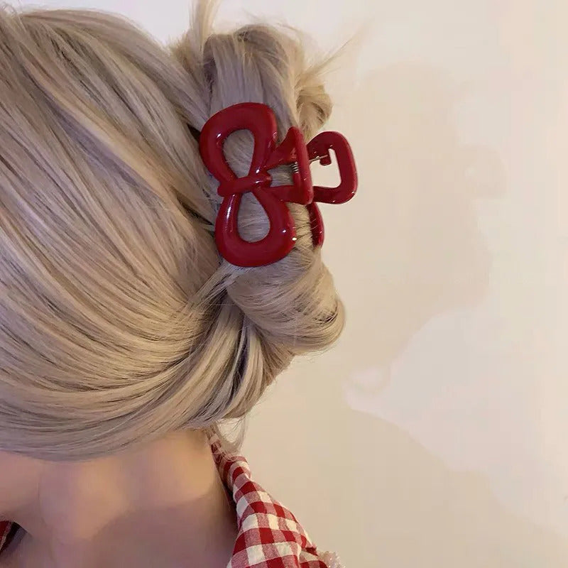 发饰Vintage Blue Polka Dot Red Bow Hair Clip Shark Claw Clamp Hairpin Barrette Korean Hair Headwear Accessory for Women 2025