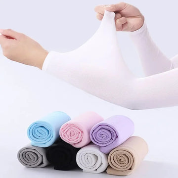 防晒冰袖女2PCS Ice Sleeves Arm Sleeves Warmers Sports Sleeve Sun UV Protection Hand Cover Cooling Warmer for Running Fishing Cycling