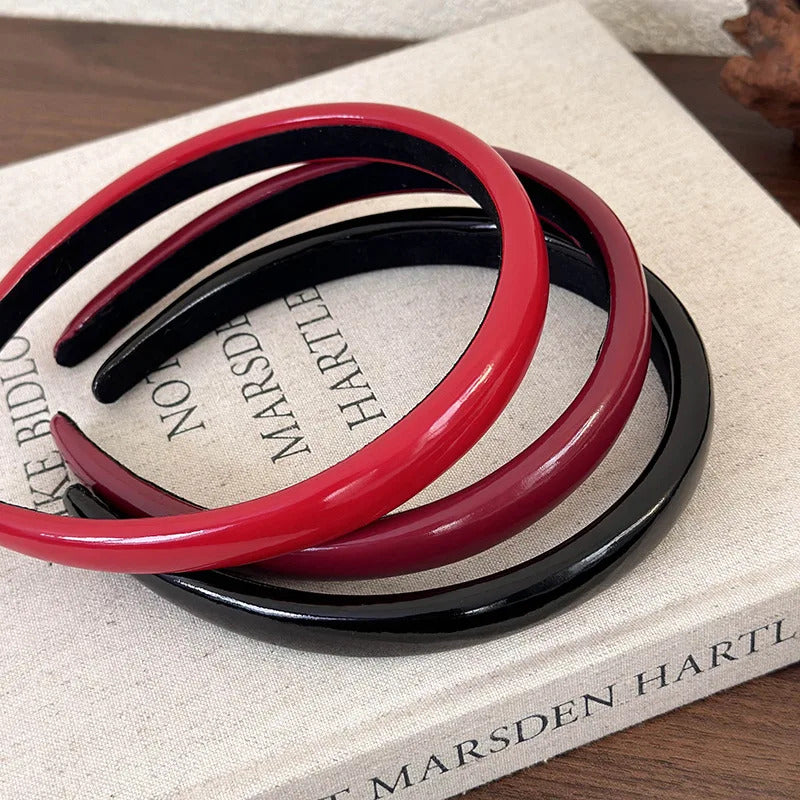 发饰Retro Red Leather Sponge Headbands for Womans Girl Temperament Hair Hoop Fashion Versatile Black Hair Band Lady Hair Accessories