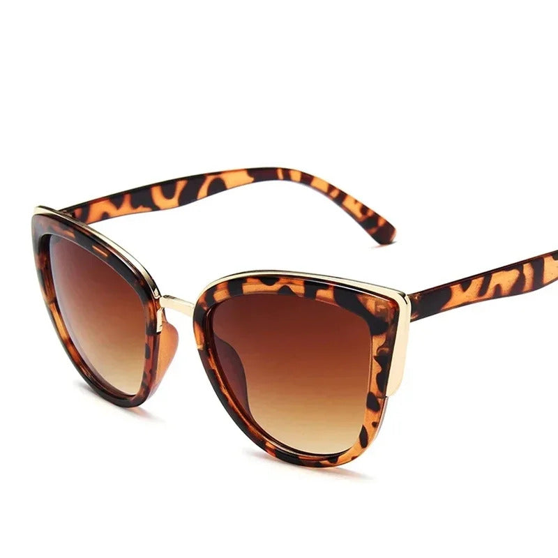 眼镜女1Pcs Cat Eye Sunglasses Women Fashion Brand Designer Sunglasses Vintage Female Sexy Leopard Cateyes Black Gradient Oculos De Sol
