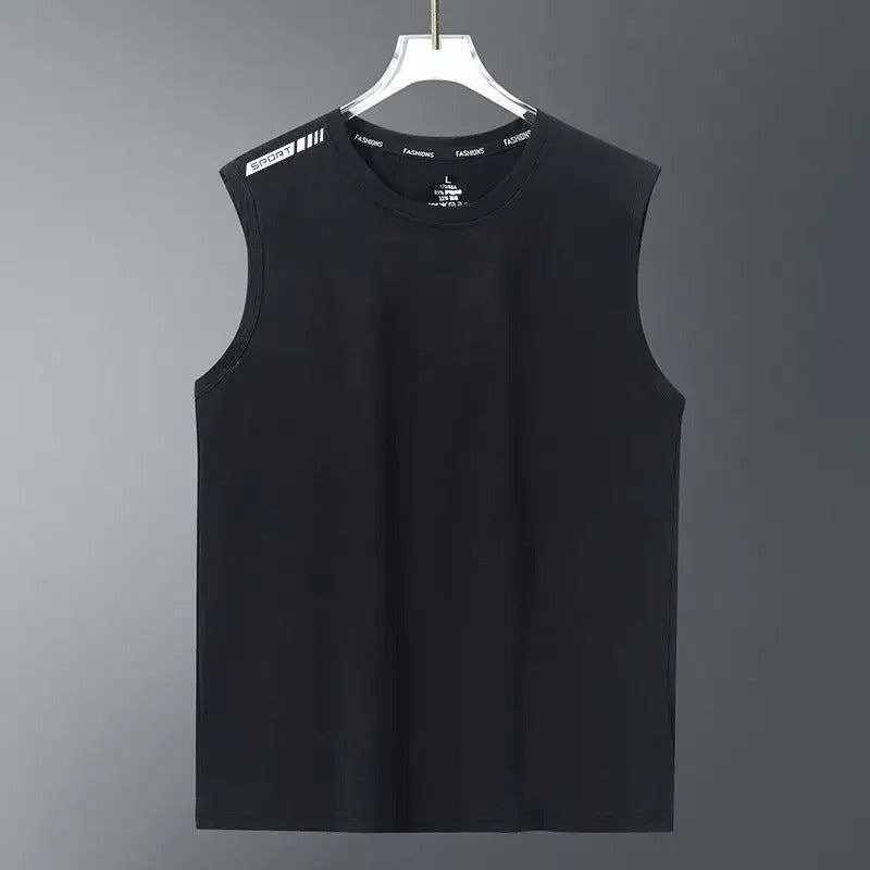 男士背心Summer Ice Silk Quick Dry Sleeveless T-Shirt Men's Loose Running Short Sleeve Training Fitness Vest Cool Sensation Sportswear