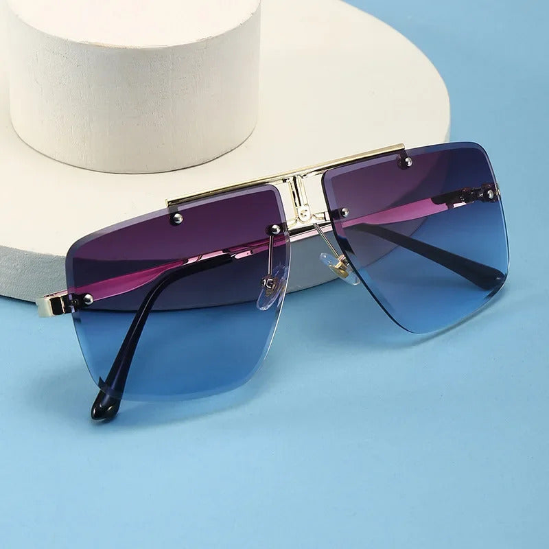 太阳镜男Men's Borderless Pilot Sunglasses Outdoor Shading Fashion Sun Glasses Men Brand Designer Metal Eyewear UV400 Oculos De Sol