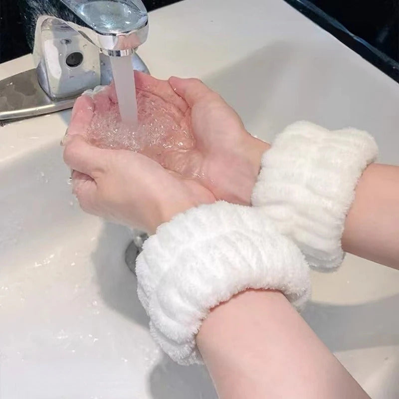 发饰UXSL Wrist Washband Microfiber Wrist Wash Towel Band Wristband for Wash Face Absorbent Wrist Sweatband Womens All-match Headband