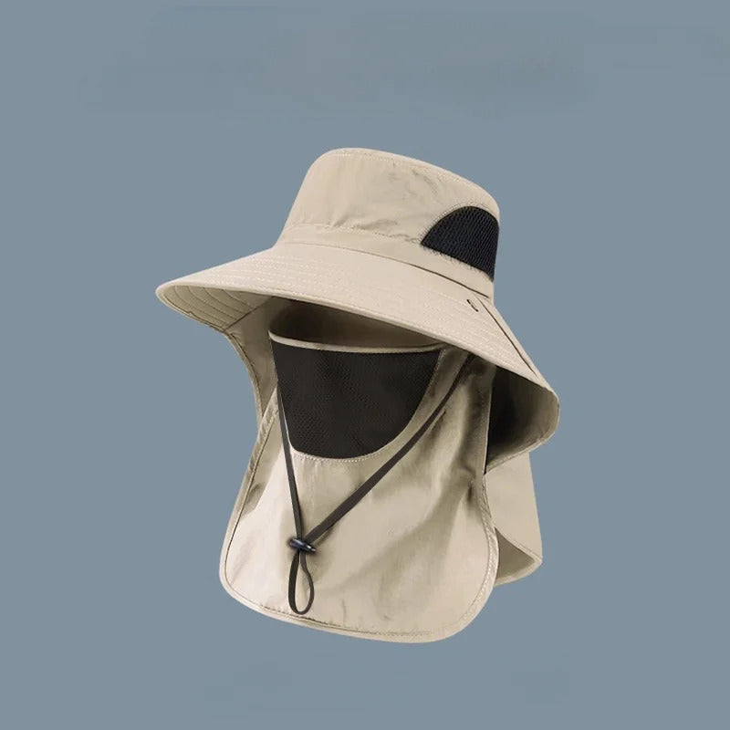 防晒帽男Summer Sun Hats UV Protection Outdoor Hunting Fishing Cap For Men Women Hiking Camping Visor Bucket Hat Neck Flap Fisherman Hat