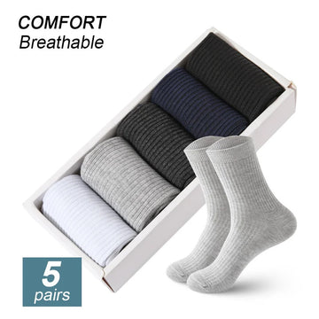 High Quality 5 Pairs/lot Bamboo Fiber Men Socks Breathable Compression Men Long Socks Business Casual Male Large size 38-45男士袜子