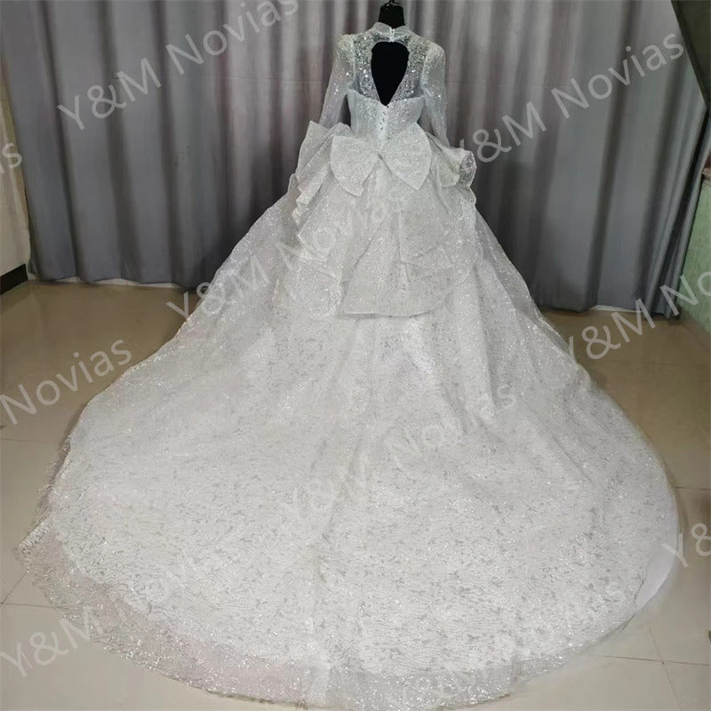 礼服女Customized Sweet Square Collar Ivory Wedding Dress Plus Size Luxury Pearls Bridal Ball Gown Vestido De Noiva Floor Or Train