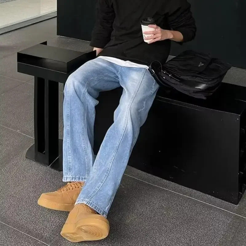 牛仔裤男2023 Spring New Men's Straight-Leg Loose-Fit Draped Denim Jeans Trendy Versatile Pants Casual Style Origin China