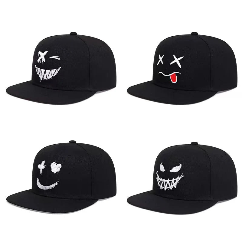 防晒帽男Baseball Cap Fashion Cap Male Wide Eaves Personality Grimace Expression Female Face Small Shade Hat