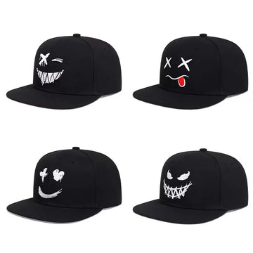 防晒帽男Baseball Cap Fashion Cap Male Wide Eaves Personality Grimace Expression Female Face Small Shade Hat